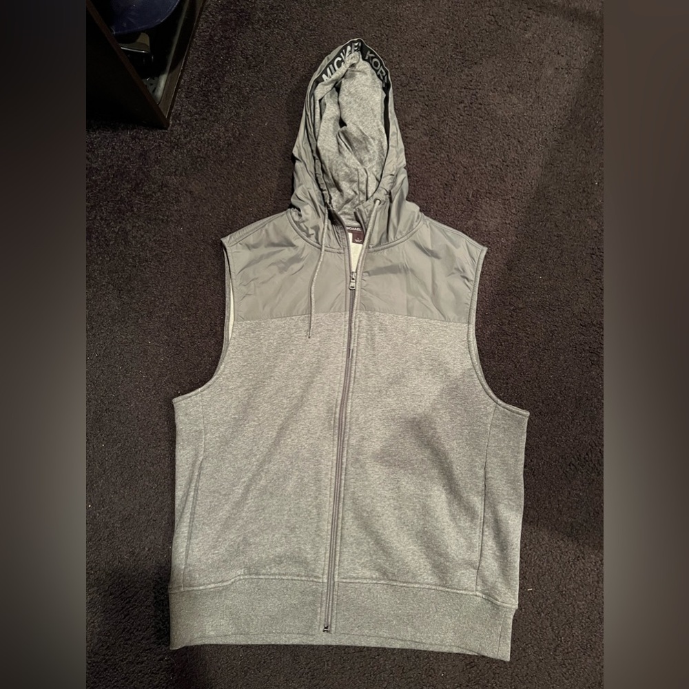 Michael Kors MK Logo Full Zip Fleece Knit Hooded Vest
